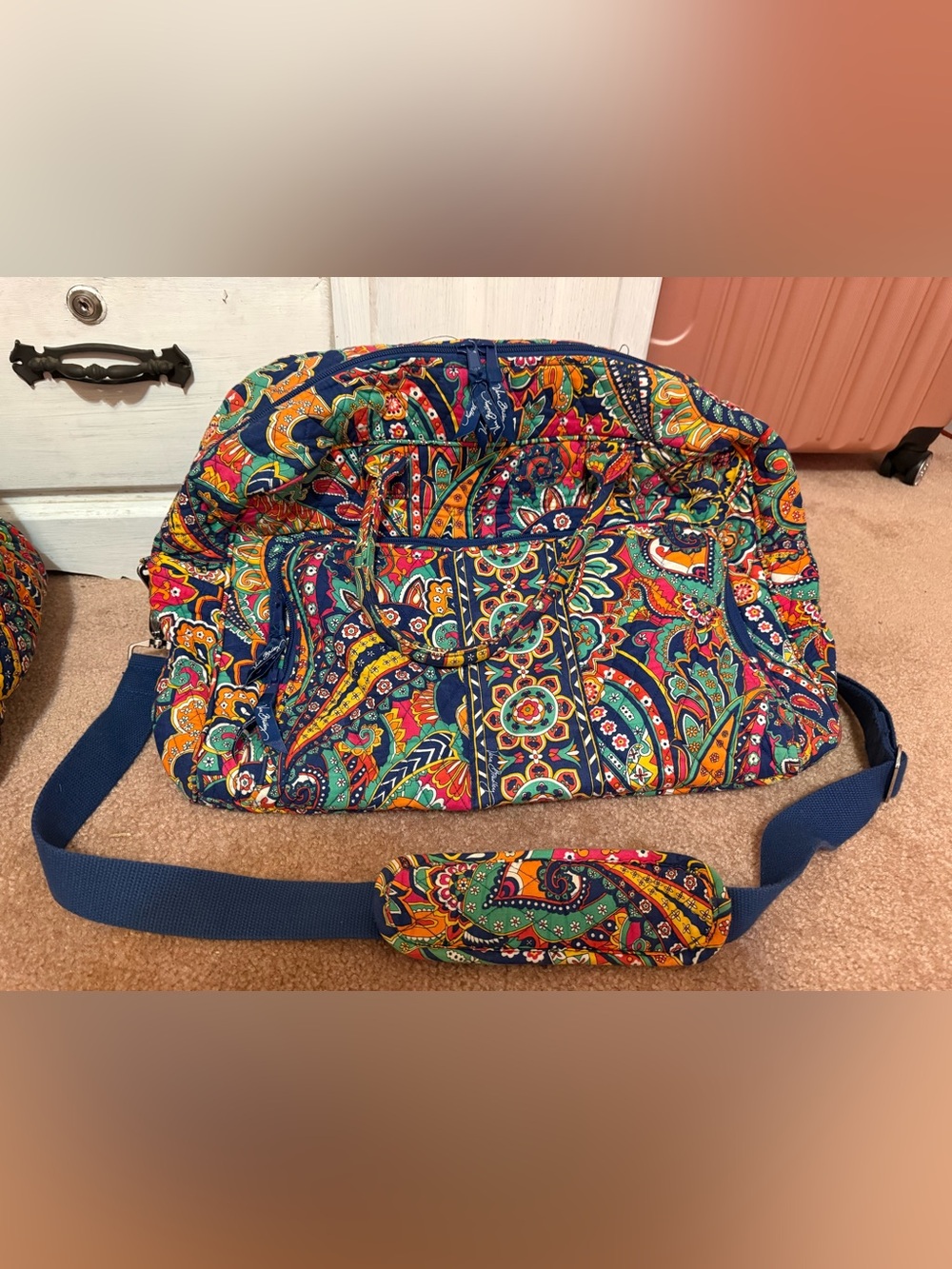 Vera Bradley Multi-Color Paisley Travel Duffel Bag 2 piece set - Picture 2 of 6